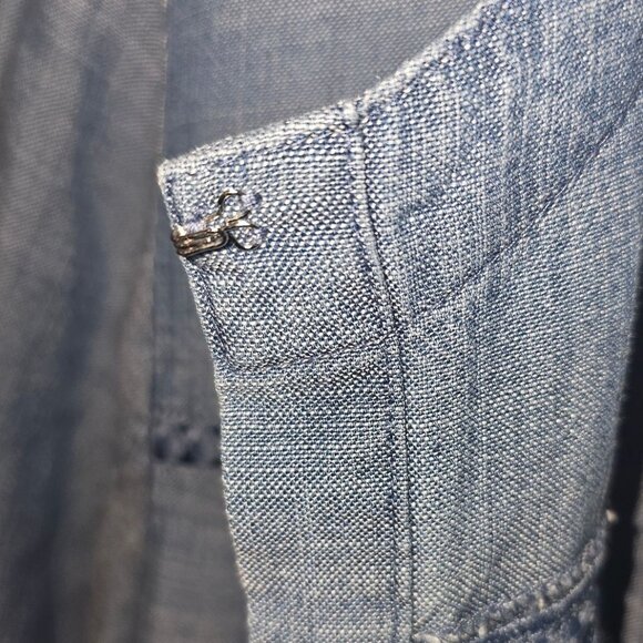 Alfred Dunner Womens Petite Small Blue Chambray Jacket w/Pockets & 3/4 Sleeves - Picture 12 of 13